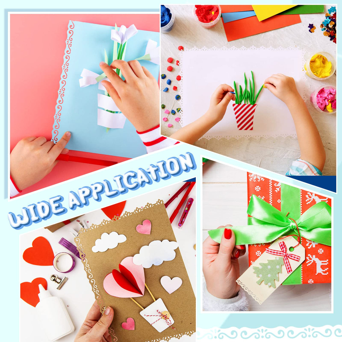 2 Pcs Paper Punch Fancy Border Edge Craft Flower Embossing Handmade DIY Gift Card Puncher for Paper Craft Scrapbooking Wedding Cards(Sweet Style)