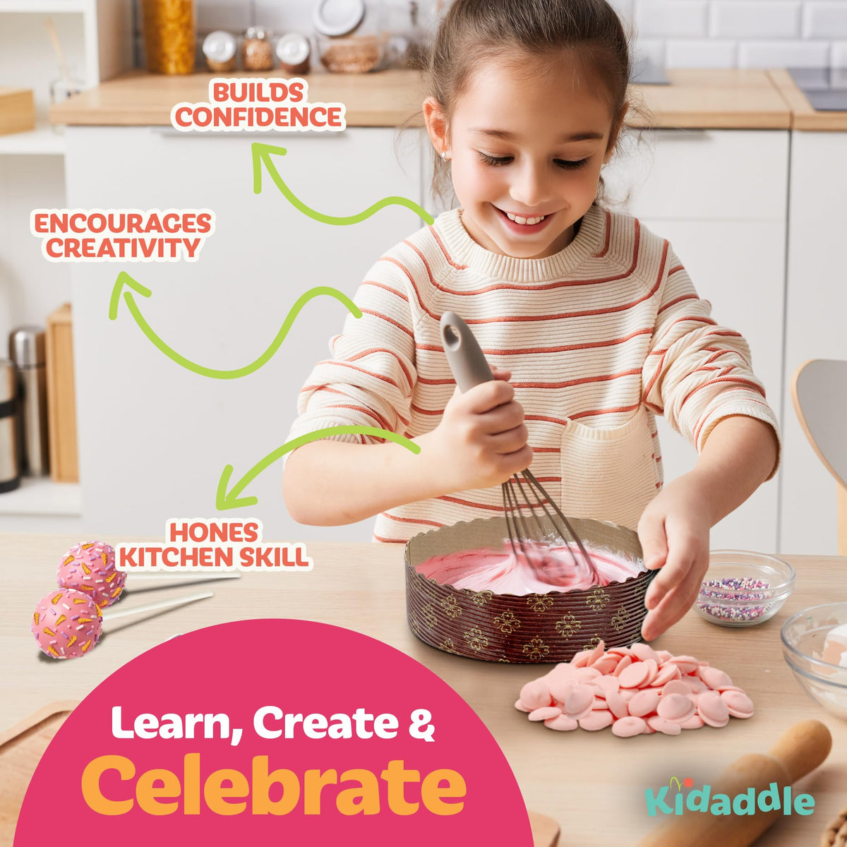 Kidaddle DIY Cake Pop Kit – Unicorn | Baking Kit with Premeasured Ingredients, Decorating Supplies | Made in USA | Certified Kosher | Christmas Gift