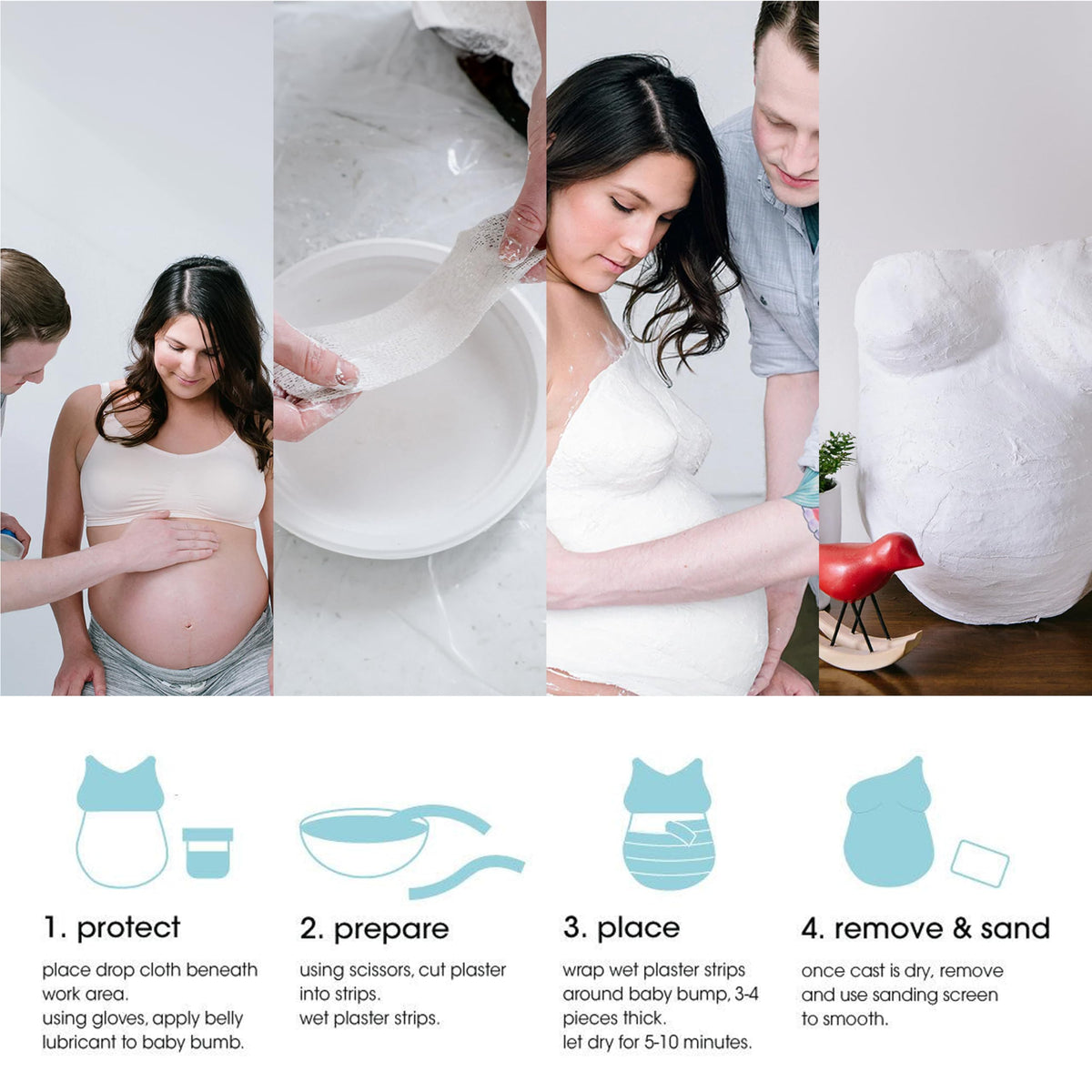 Pearhead Belly Casting Kit, Pregnancy Keepsake Making Kit, Easy DIY Plaster Cast Baby Bump Keepsake, Baby Gift For Expecting Moms and Ideal Nursery Decor, White
