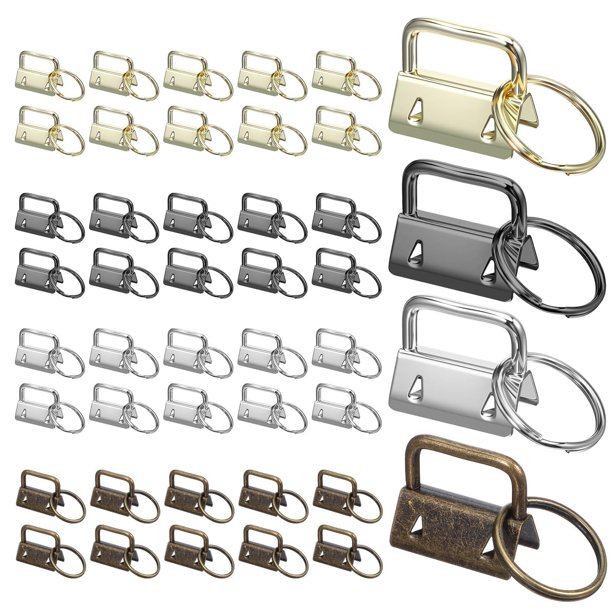 Kifmurase 40 PCS Key Fob Hardware 1 Inch Keychain Hardware Set with Split Ring for Keychain Wristlet, Lanyard, Crafts DIY Supplies for Gift(4 Colors)