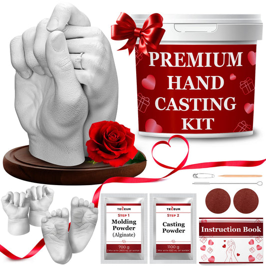 TECEUM Hand Casting Kit – Unique Gift for Babies & Adults – Ideal DIY Gift for Your Loved Ones, Couples, Family – For Wedding, Anniversary, Baby Shower, Mother’s Day, Christmas – Romantic Gifts – Kit1