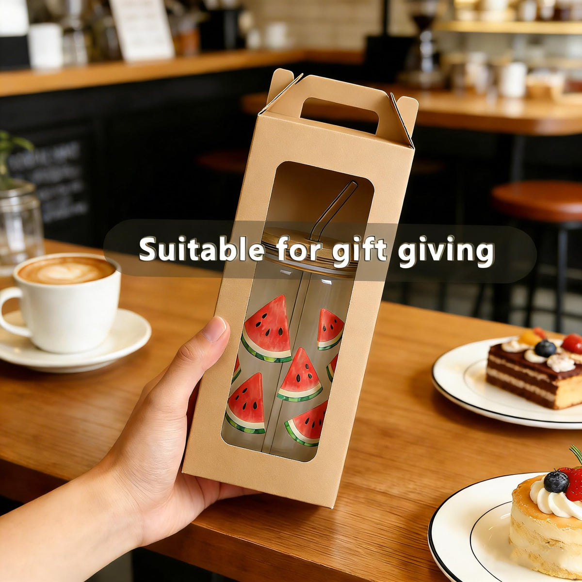 25Pcs Tumbler Gift boxes for glass cup with Handle for 16oz 18oz 20oz Sublimation Glass, Cup boxes for packaging 16oz,Drinking Cup Glasses Mug Can Blanks Tumbler Boxes with window for gifts(Brown)