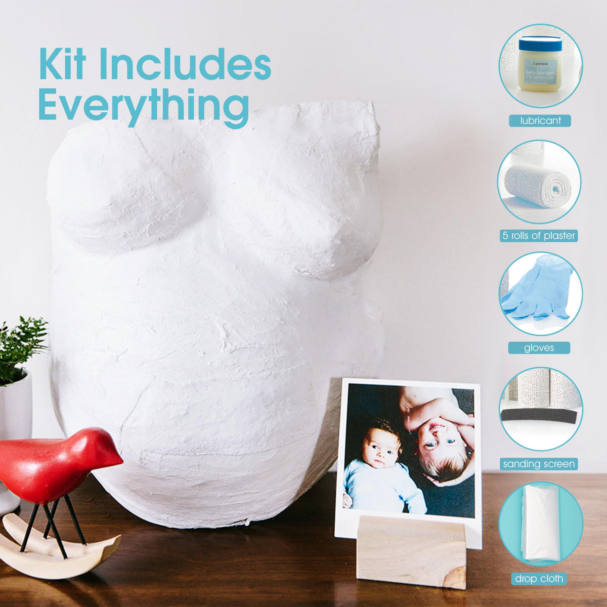 Pearhead Belly Casting Kit, Pregnancy Keepsake Making Kit, Easy DIY Plaster Cast Baby Bump Keepsake, Baby Gift For Expecting Moms and Ideal Nursery Decor, White