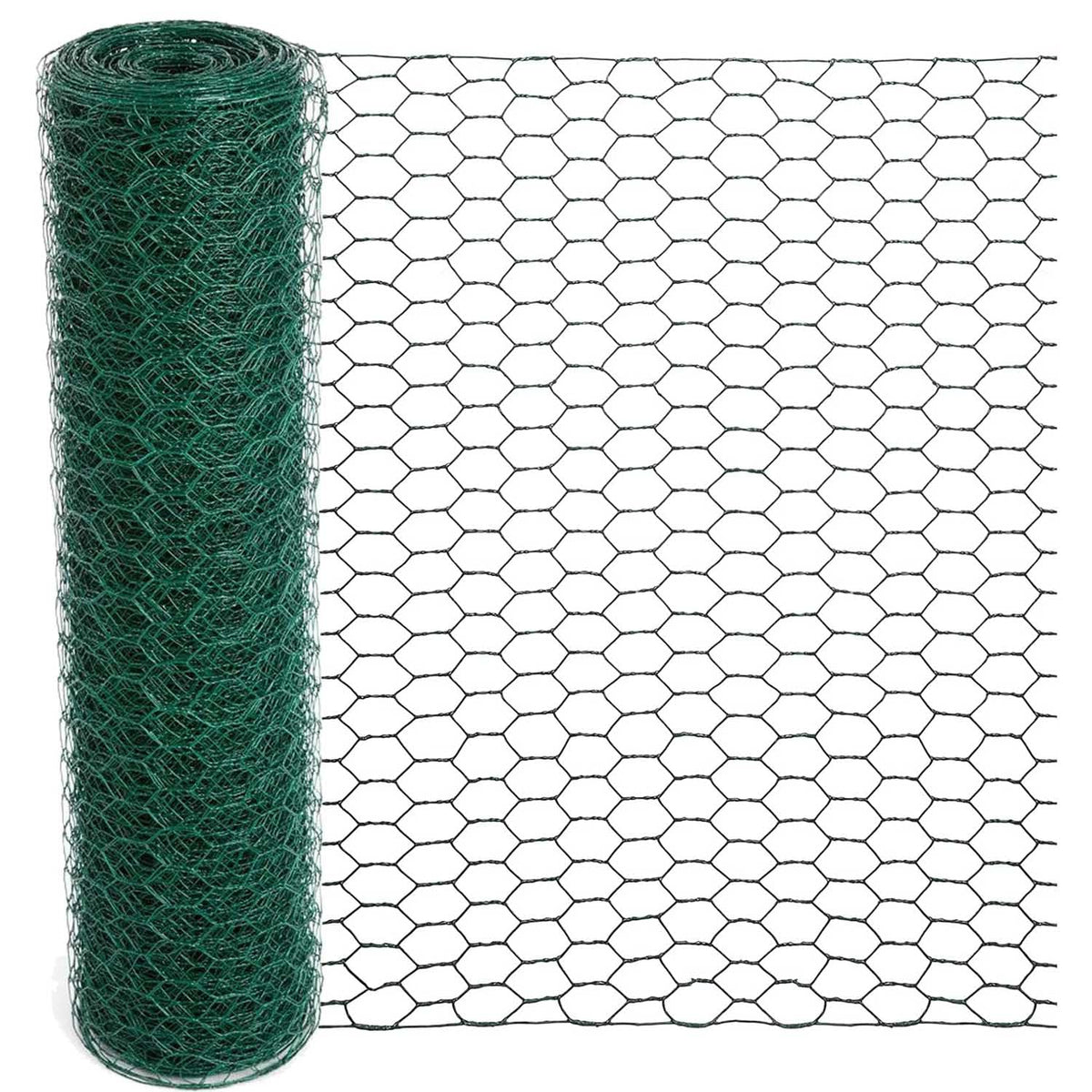 Mklsit Chicken Wire for Floral Arrangements, 15.7 x 157 Inches Green Mesh, 0.6 Inch Hexagonal Galvanized PVC Coated Netting Fence for Crafts, Poultry, Garden