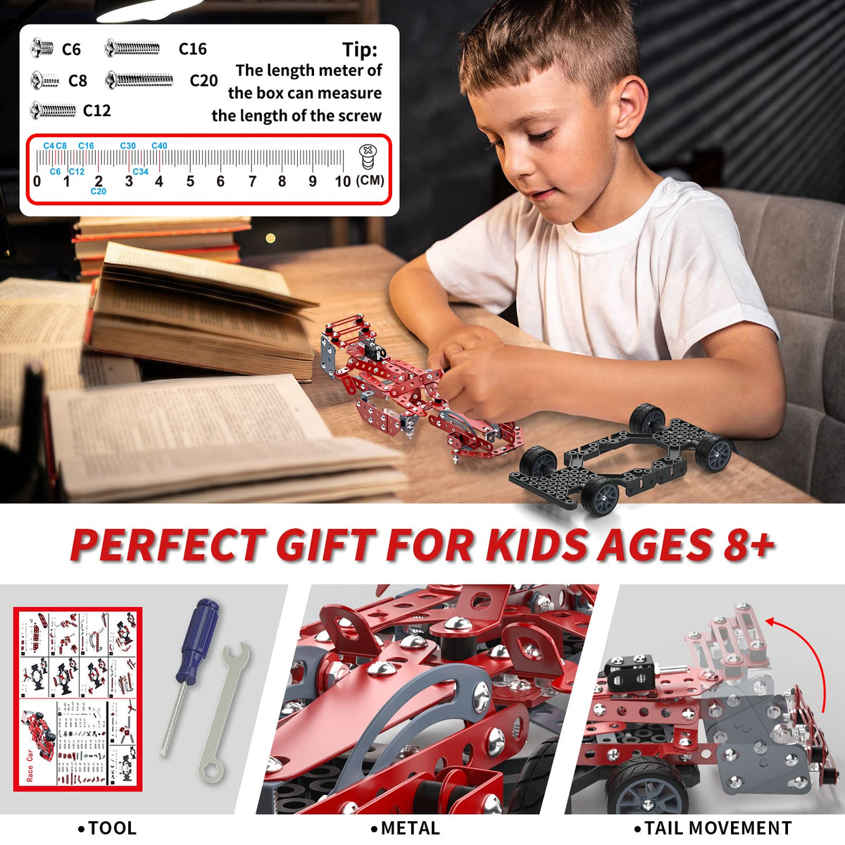Lucky Doug Building Kit Model Car Set - STEM Project Building Toys for Kids Ages 8-12, Assembly Building Vehicle for Boys 8 9 10 11 Years Old