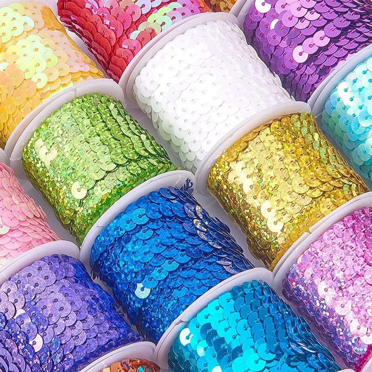 Zhiheng 100 Yards 6mm Round Flat Sequin Trim Spangle Paillette Sequins Roll Sequin String Ribbon Roll for Crafts Fringe Sewing Embellishments Costume Accessories (Red)