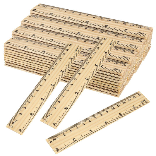 SINJEUN 216 Pack 6 Inch Wood Ruler, 2 Scales 15 cm Wooden Straight Rulers Double-Sided Scale Ruler Measuring Tool for Students School Home Office Architects Engineers