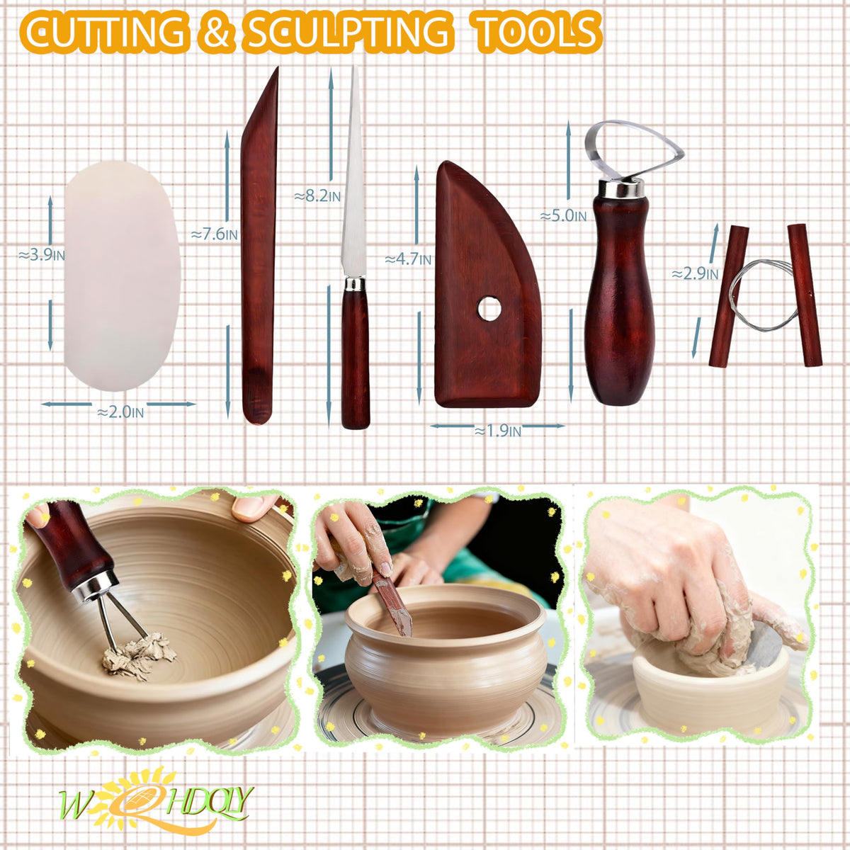 WQHDQLY 21PCS Pottery Tools, Practical Polymer Clay Sculpting Tools Kit, Air Dry Clay Tools Set for Adults, Pottery Craft, Carving, Dotting, Shaping, Molding, Modeling,Drawing