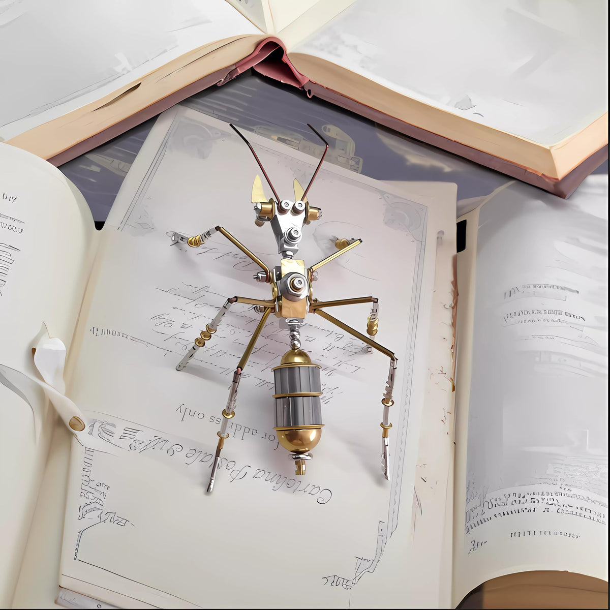 3D Steampunk Mechanical Insect Puzzle Kit - DIY Metal Assembly Model for Adults, Unique Retro Brass Sculpture Craft for Home Office Decoration (Ant B)