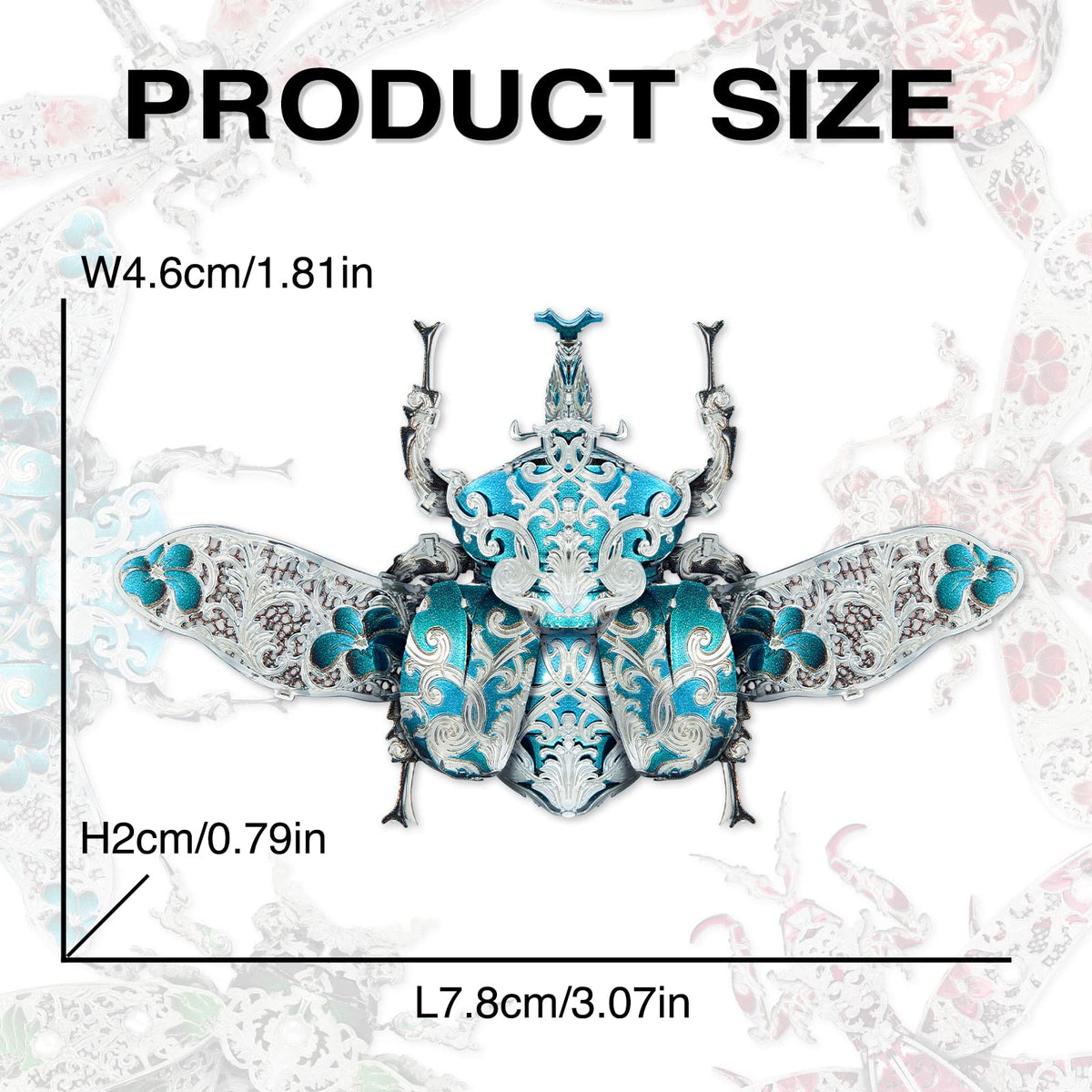 Piececool 3D Metal Puzzles for Adults, Rhinoceros Beetle 3D Model Building Kits Insect Themed Brooch Assembling DIY Crafts Creative Birthday Gifts,22Pcs