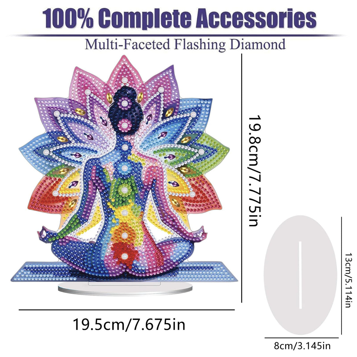 Diamond Painting Kits for Adults Beginners, 5D Full Drill Yoga Crystal Art Desktop Ornament, DIY Single Sided Home Office Desk Decor, Creative Craft Gift Set with Tools