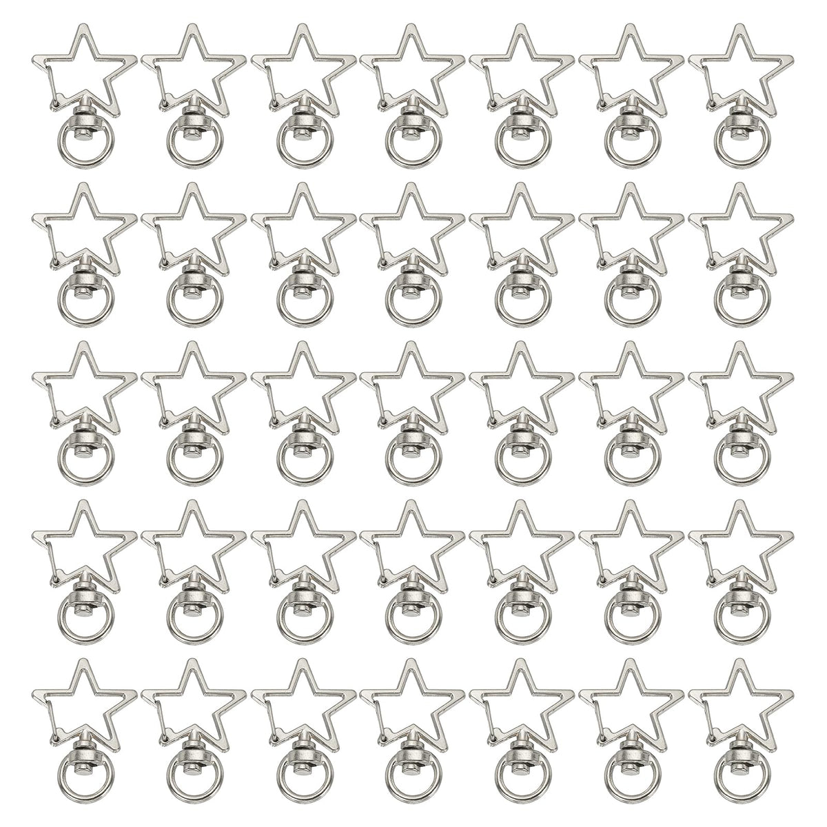 PATIKIL Swivel Lobster Clasp, 50 Pcs Star Shape Swivel Clasp Hooks Metal Snap Clips Lanyard Claw Clasps Key Chain Making Kit for DIY Crafts Purse Bag Connector Hardware, Silver Tone