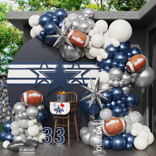 141Pcs Cowboy Balloon Arch Garland Kit Navy Blue White Sliver Balloons for Birthday Decor Western and Cowboy Theme Party Decorations