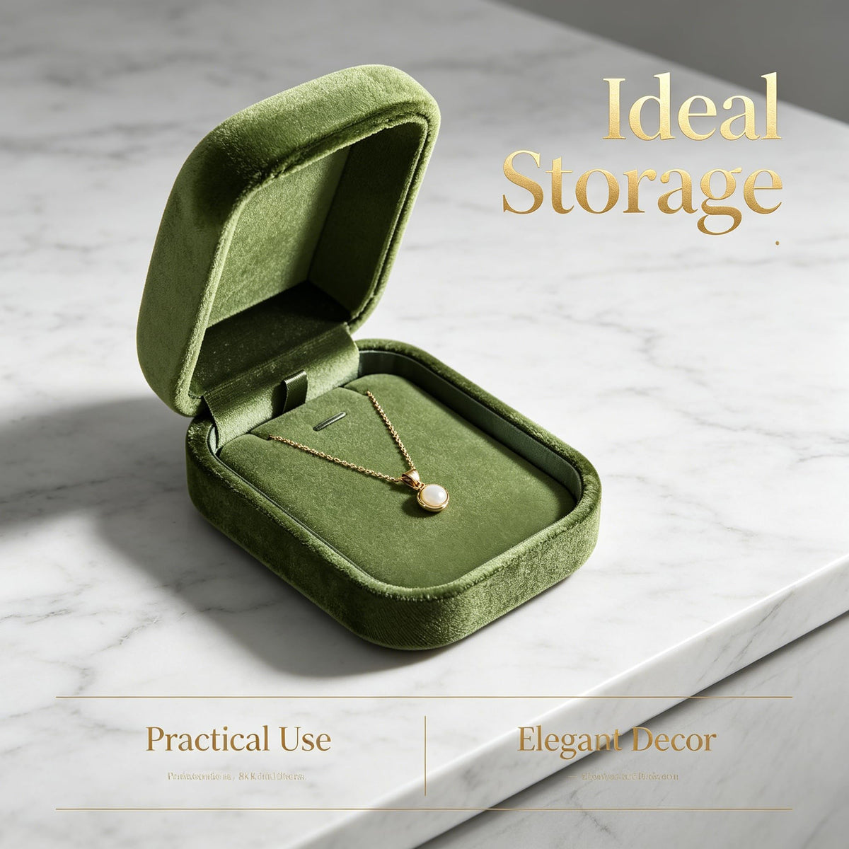 Dansmiy Resilient Velvet Necklace Display Box for Anniversary, Pendant Necklaces Packaging Boxes, Jewelry Storage Organizer Small Case for Retail Travel (Green)