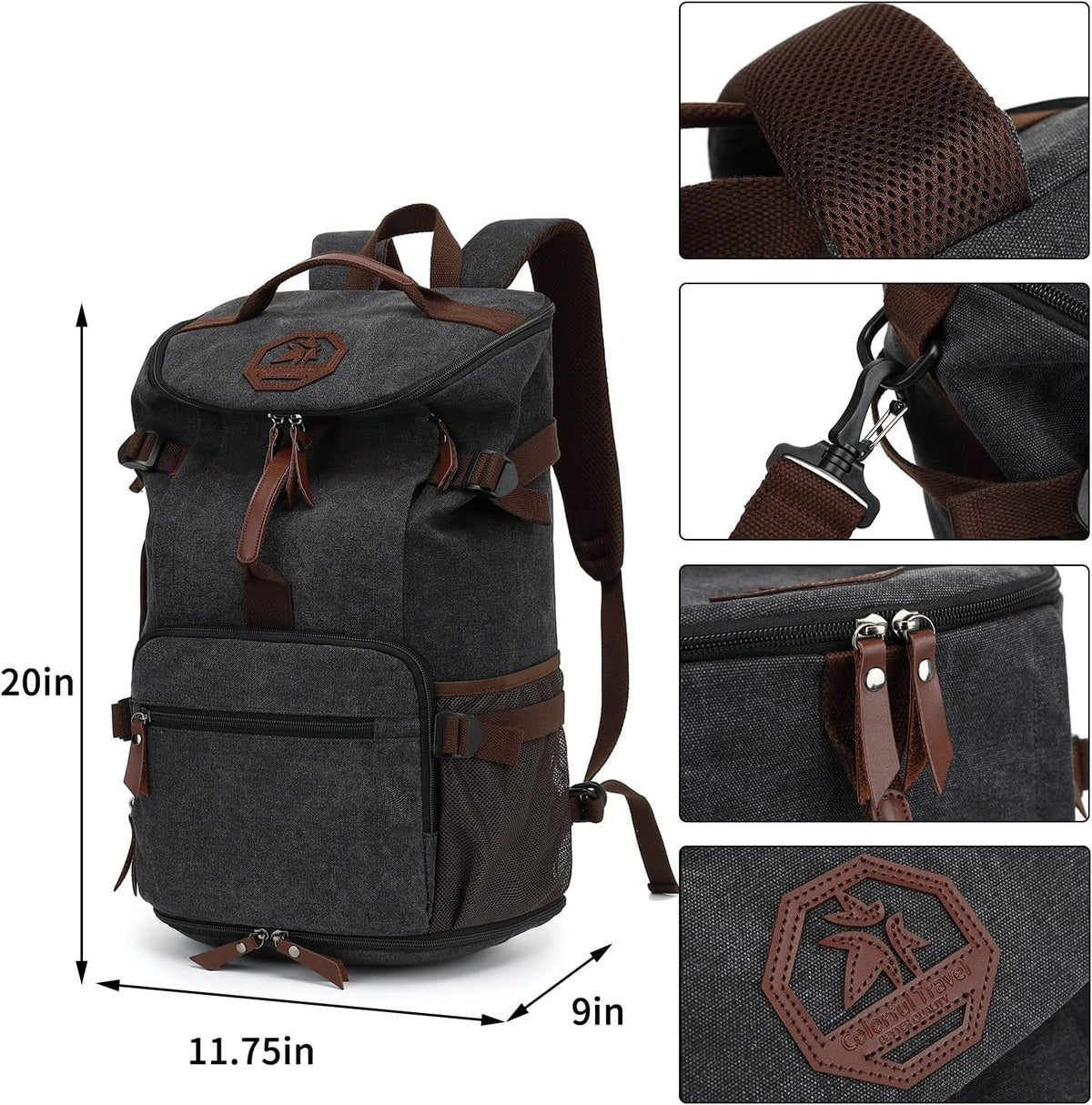 Backpack 4-Way Kalesi Gym Duffle Bag Vintage canvas with Shoes Compartment for travel Sport Hiking laptop (Vintage
