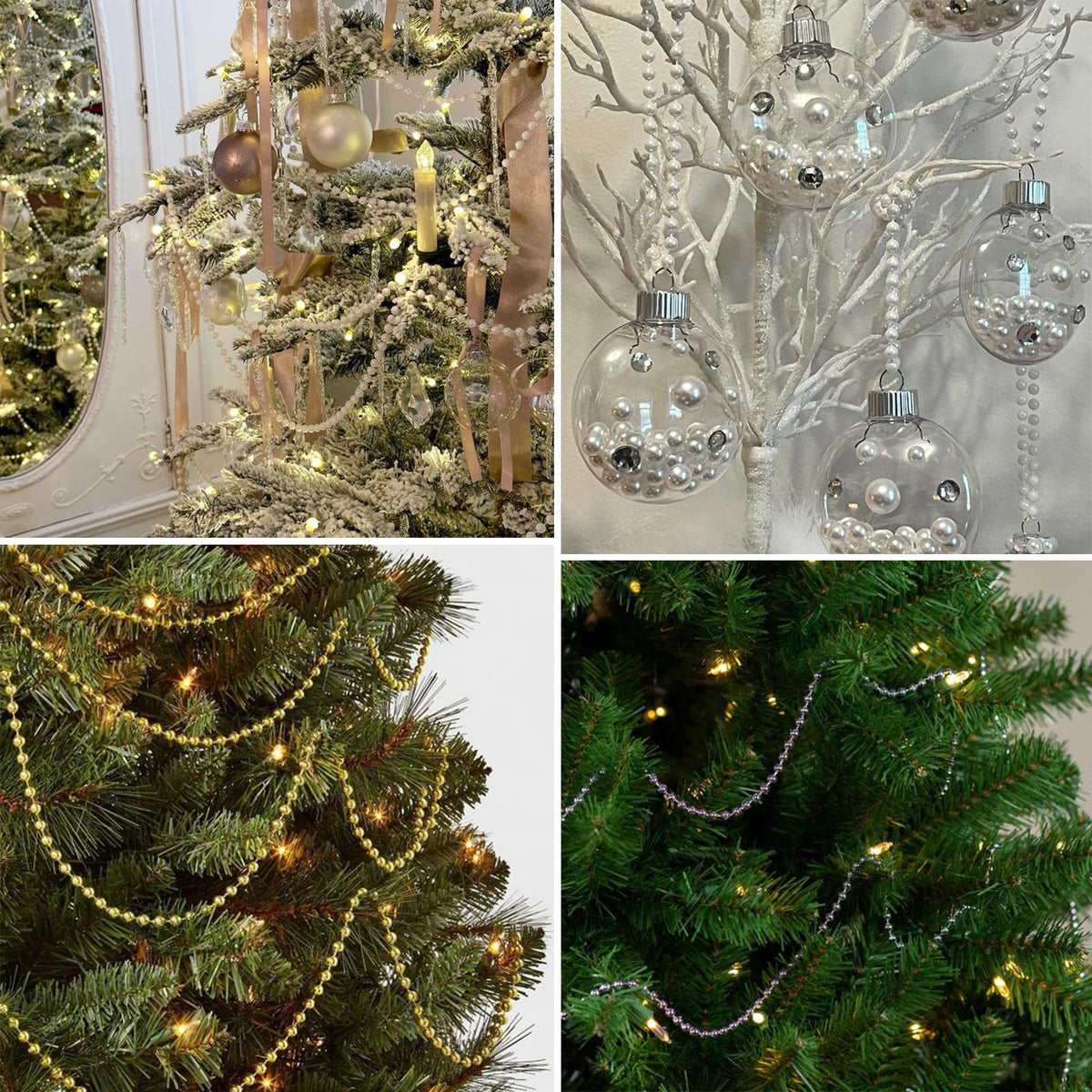 16.4 FT Pearl Beads Garland for Decoration, 12MM Ivory Craft Pearl Beads String Roll Spool for DIY Craft Wedding Party Christmas Tree Decoration