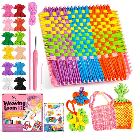 PP OPOUNT Weaving Loom for Kids & Adults, 432 Craft Loops Easy Pot Holder Loom Kit for Girls Ages 6 7 8 9 10 11 12, DIY Arts and Craft Projects for Beginners Making Potholders, Ideal Gifts for Kids