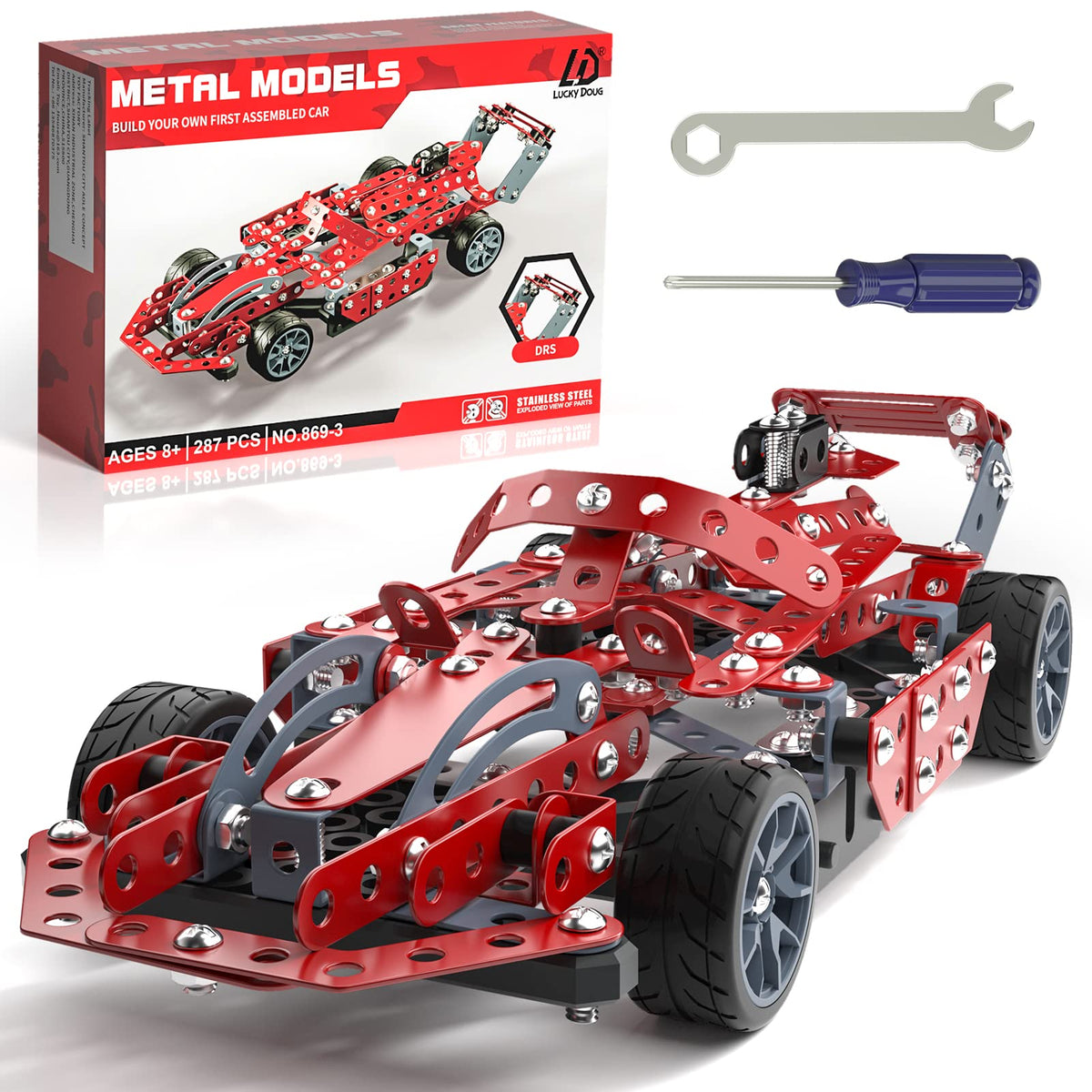 Lucky Doug Building Kit Model Car Set - STEM Project Building Toys for Kids Ages 8-12, Assembly Building Vehicle for Boys 8 9 10 11 Years Old