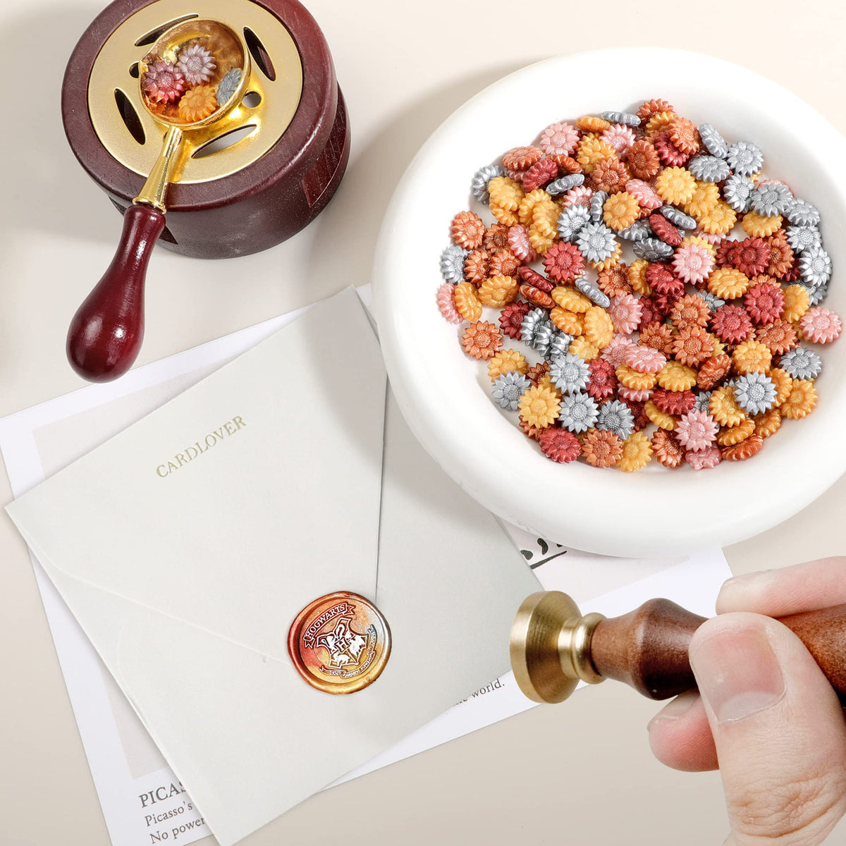 Sealing Wax Beads, Canned Unique Color Combination- Mixed Color (Approx.1000pcs)- for Wax Seal Stamps, Letter Sealing & Wedding Invitations - Metallic Color Series