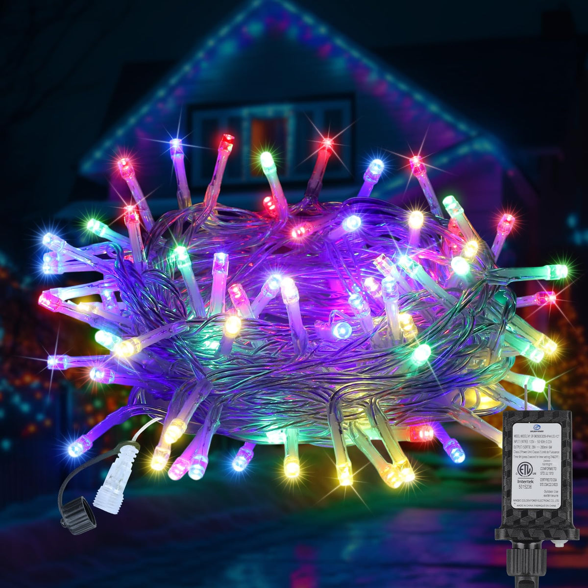 FairyGlim 33FT 100LED Christmas Lights, Multicolor, Outdoor/Indoor, Connectable with Timer & 8 Modes, Model CX-36V-5000LHWW