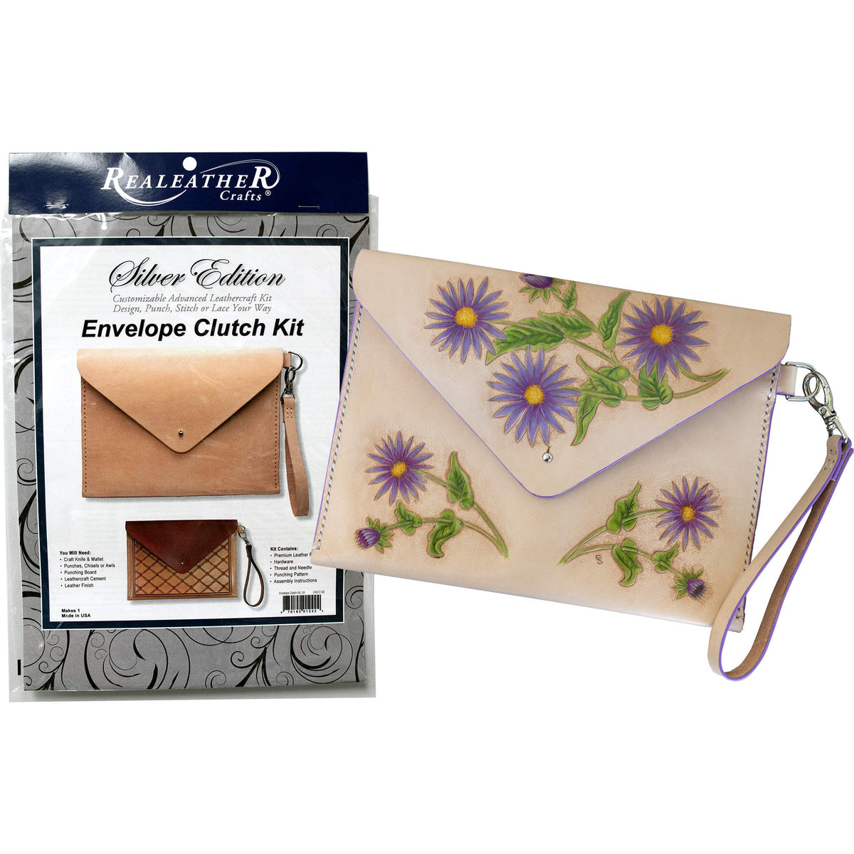 Realeather DIY Envelope Clutch Purse Kit, Natural