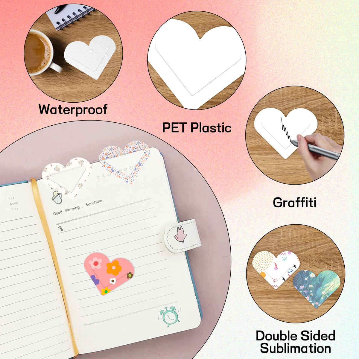 45 Pcs Sublimation Bookmark, Paper DIY Heart Bookmarks with Holes and Colored Tassels for Crafts,rsonalized Tassel Blank Bookmarks