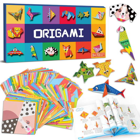 DoodleDoo Origami Paper Kit for Kids Ages 5-8 8-12,152 Sheets Origami Paper - 72 Double Sided Patterns with Instructional Book,DIY Art Craft Projects,Travel Game Activity,Gift for Boys Girls Beginners