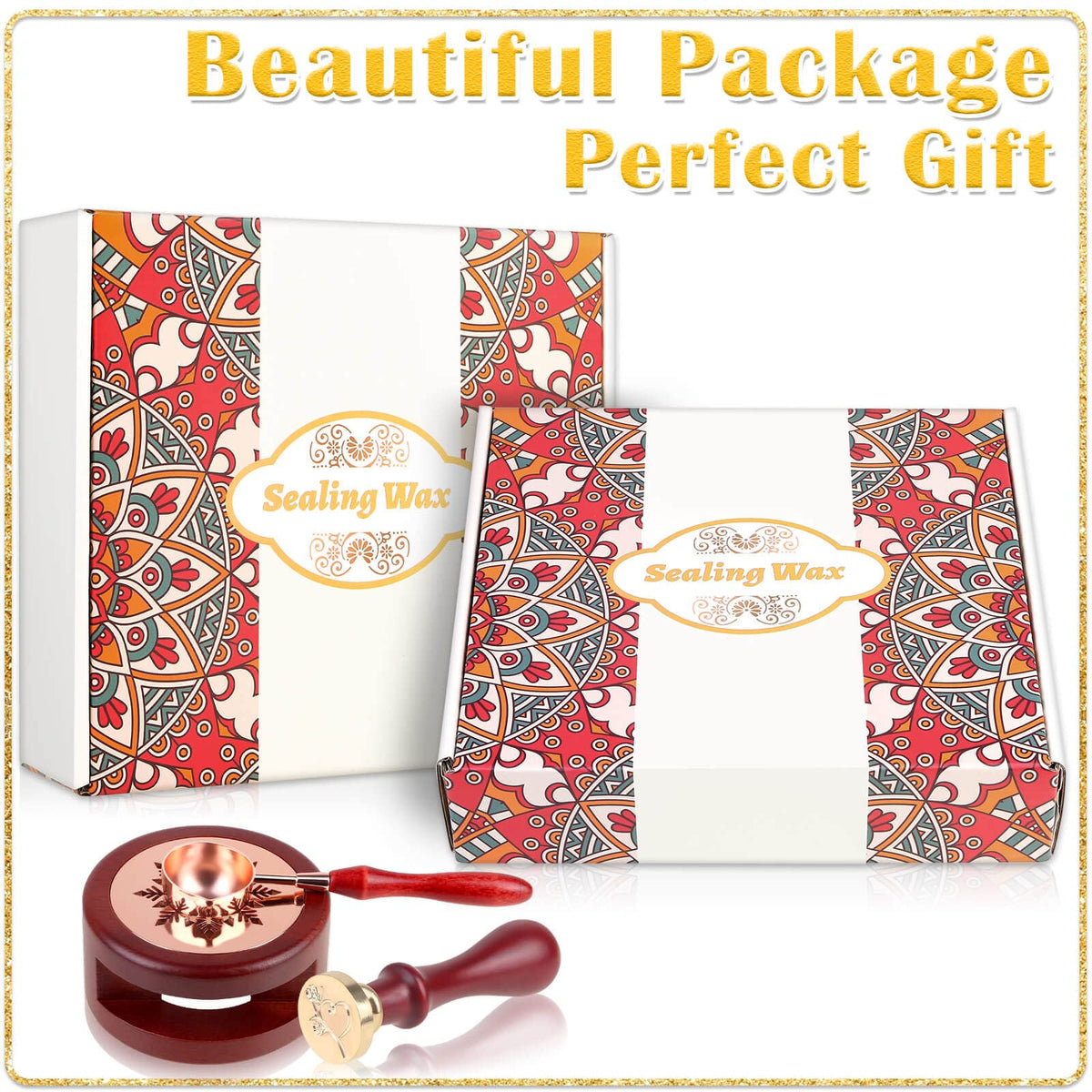 Anezus 754pcs Sealing Kit with Wax Beads, Stamp, Warmer, Vintage Envelopes, Metallic Pen for Letter Sealing, Invitations, Crafts