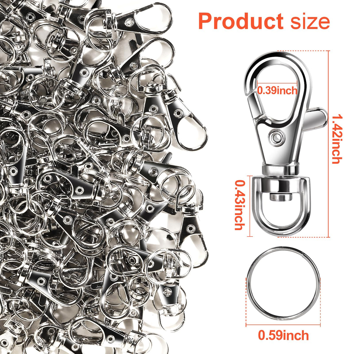 LEOBRO 240PCS Lobster Claw Clasps and Key Rings, Keychain Making Kit, 120PCS Keychain Clips and 120PCS Key Chain Ring, for Keychains, Lanyard, Jewelry Making, Art Crafts, Silver