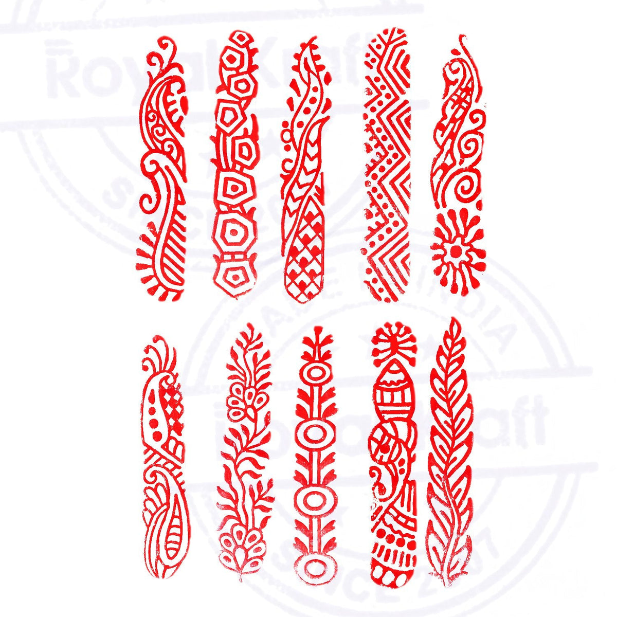 Royal Kraft Textile Wooden Blocks Innovative Border Design Printing Stamps (Set of 10) Htag2160