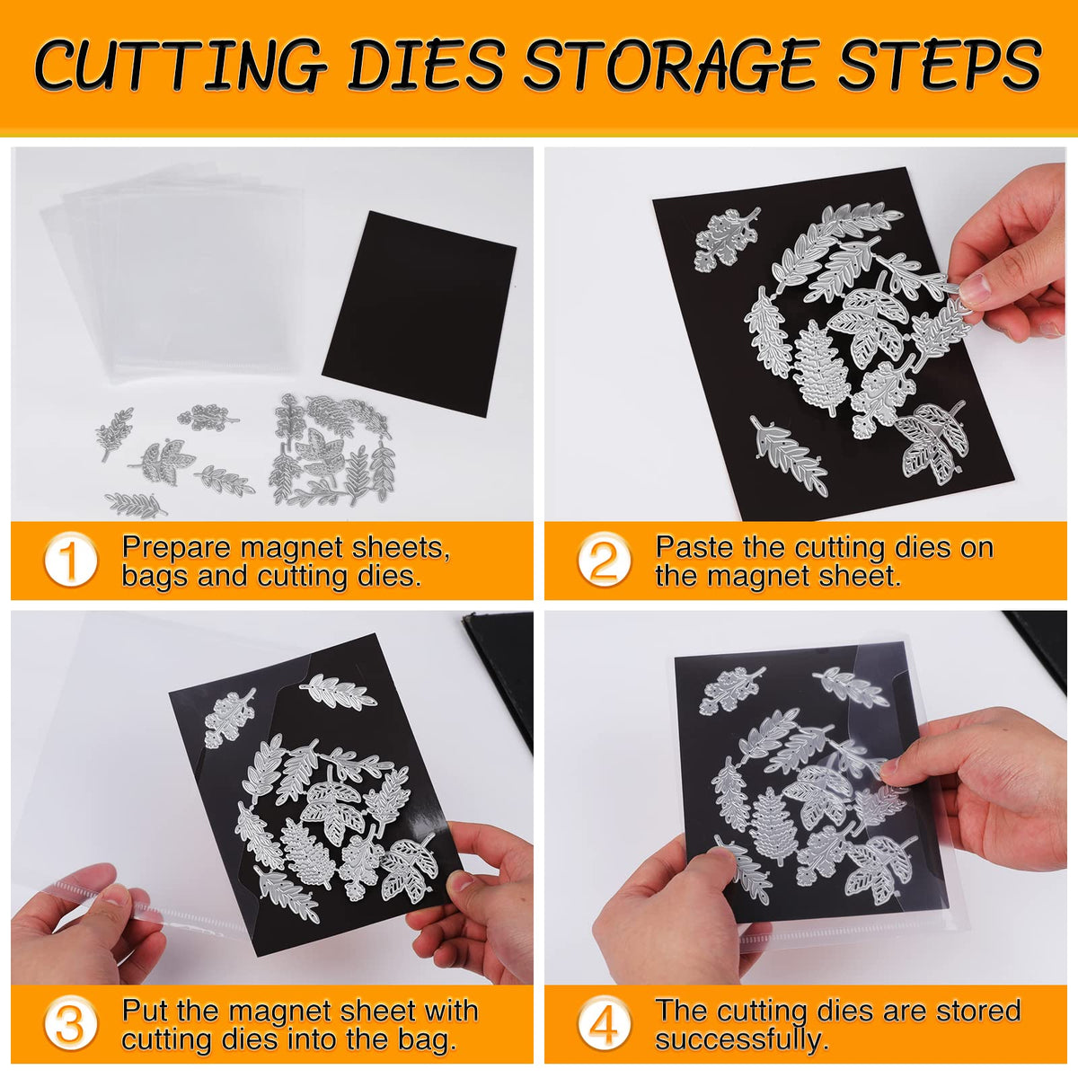 40 PCS Stamp and Die Storage Bag and Rubber Magnetic Sheets, Die Storage Set for Storage Die Cutting, DIY Scrapbooking