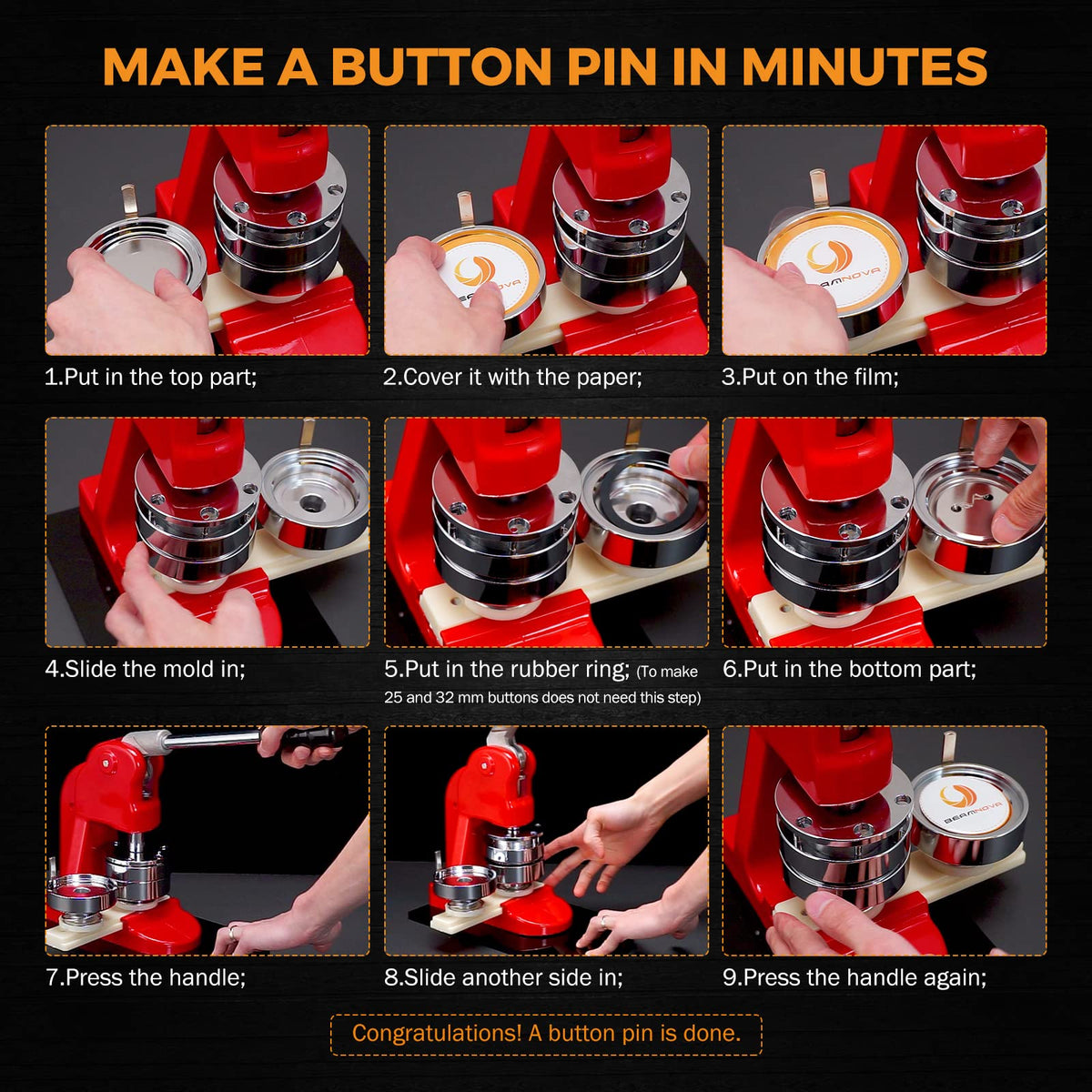 BEAMNOVA 100 Sets of Metal Button Supplies Blank 37mm / 1.46 in (Approx. 1-1/2 inch) for Button Maker Machine, Slick Metallic Back, Badge Making Parts Round DIY Pin Maker
