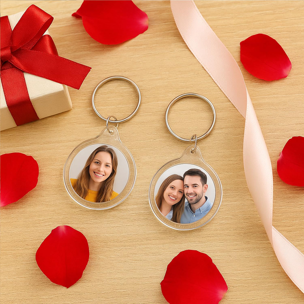 ROHIJALE 40Packs Clear Round Photo Keychains Outer diameter 1.57 Inch DIY Acrylic Blank Keychain Inserts Transparent Plastic Photo Frame Key Ring for Personalized Picture, Logo, or Crafts