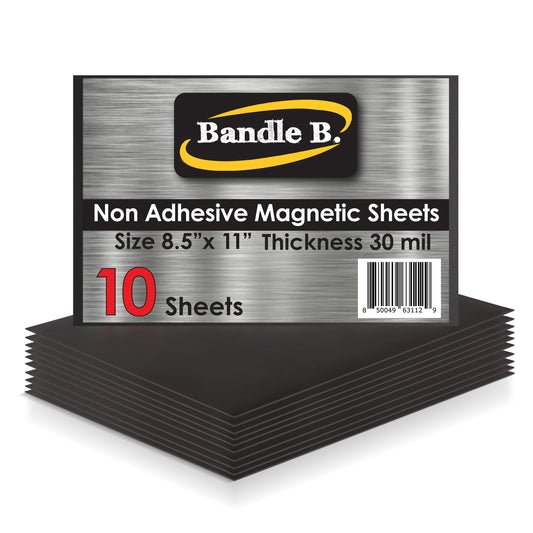 Bandle B Magnetic Sheets for Crafts 8.5"x11". Pack of 10. Flexible Non Adhesive Magnetic Sheet for Metal Cutting Die Storage. Easy to Organize and Cut for Arts & Crafts or Scrapbooking. Thickness 30
