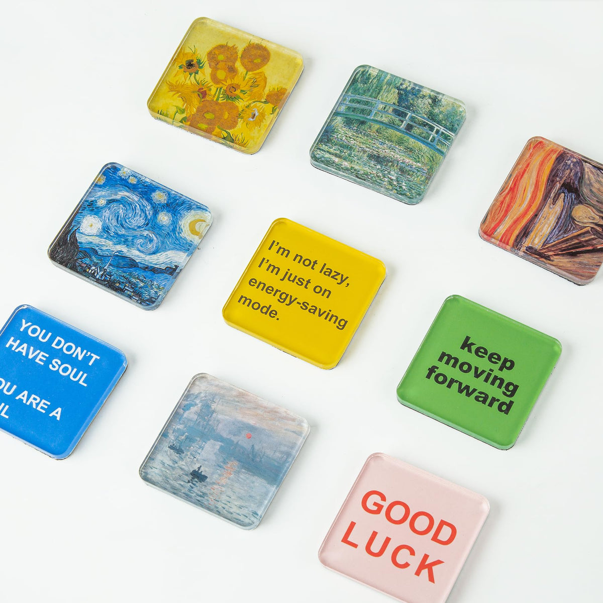 15 Pcs DIY Fridge Magnet Craft Set Acrylic Square Decorative Refrigerator Magnet with Adhesive Backing Ferrite Magnets for Office,Classroom,Cabinets,Kitchen(2 Inch,54 Piece)