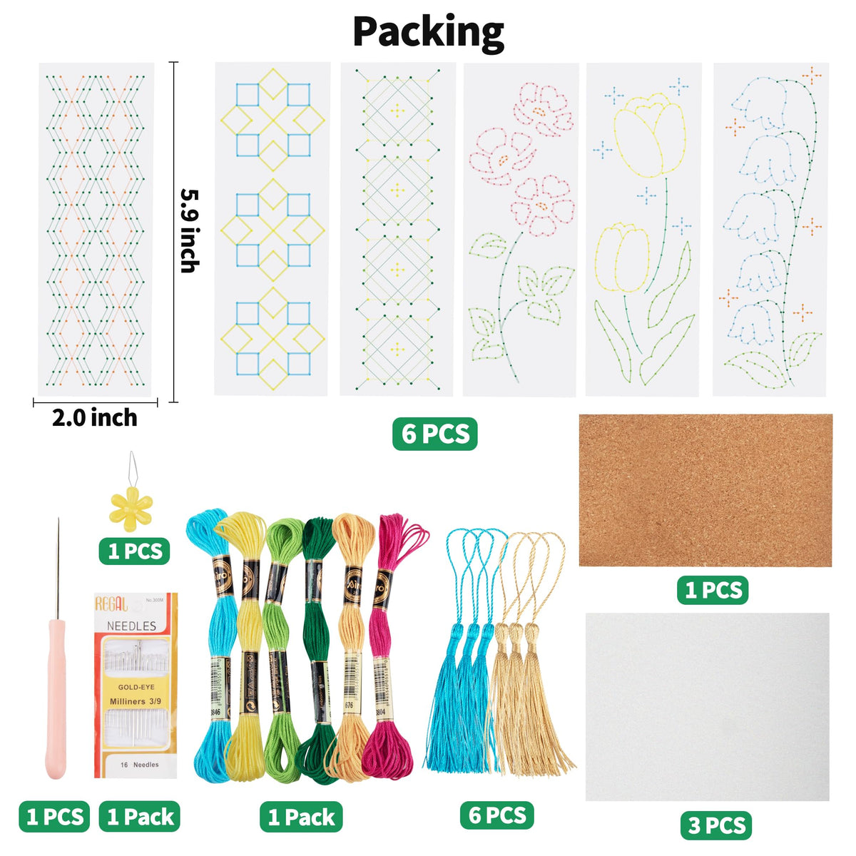SWATOM DIY Bookmarks Embroidery Kits for Adults Make Your Own Personalized Embroidered Cardstock Bookmark Making Kit for Beginners Classroom Projects