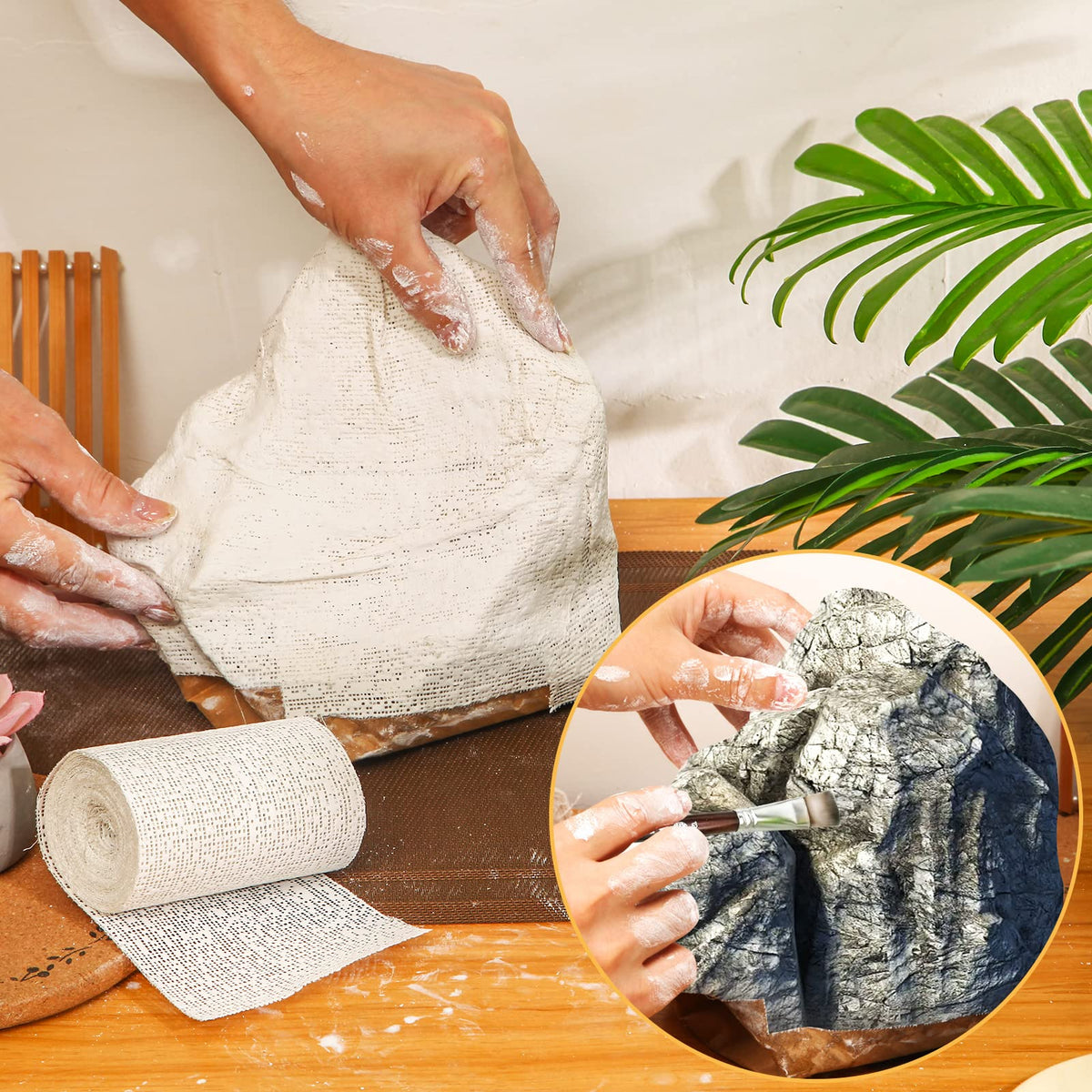 45ft - 211ft Plaster Cloth Rolls White Gauze Strips Wrap Bandages for Craft Belly Cast Mask Making Body Molds Scenery Art(4inch x 91 Feet, White)