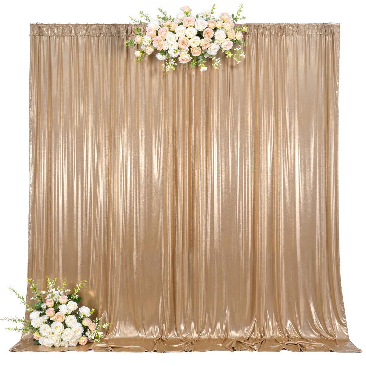 10x10ft Dark Champagne Backdrop Curtains Wedding Party Glitter Sequin Curtain Backdrop Fabric Shimmer Drapes Backdrop Bridal Baby Shower Birthday Christmas Photoshoot Background 5x10FT，2 Panels