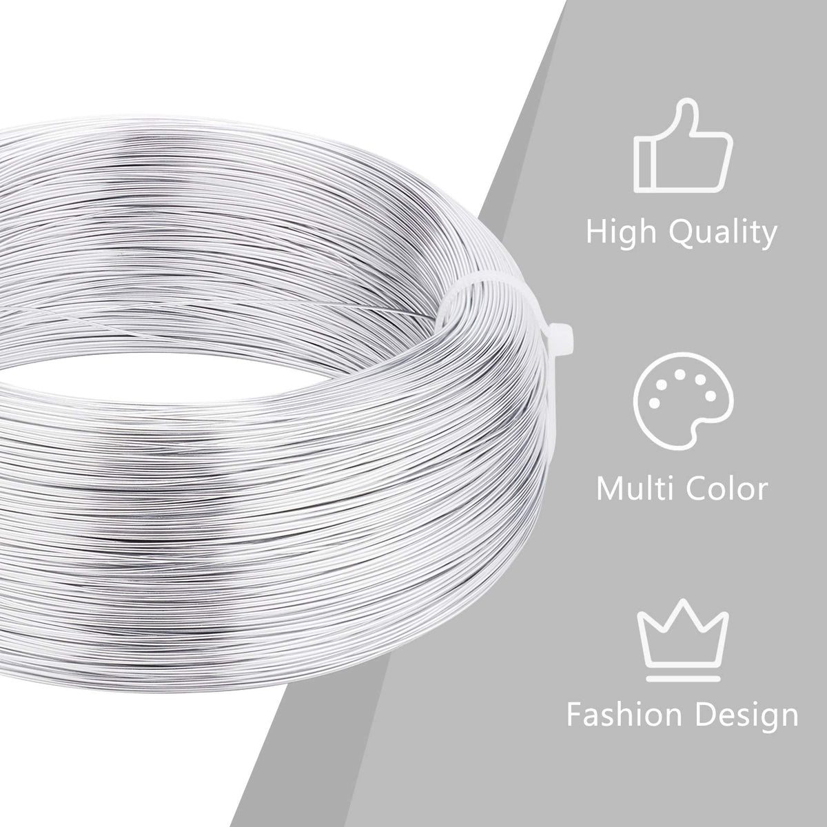 BENECREAT 22 Gauge Silver Aluminum Wire - 918FT Bendable Metal Wire for Jewelry Making, Beading, Sculpting, DIY Crafts