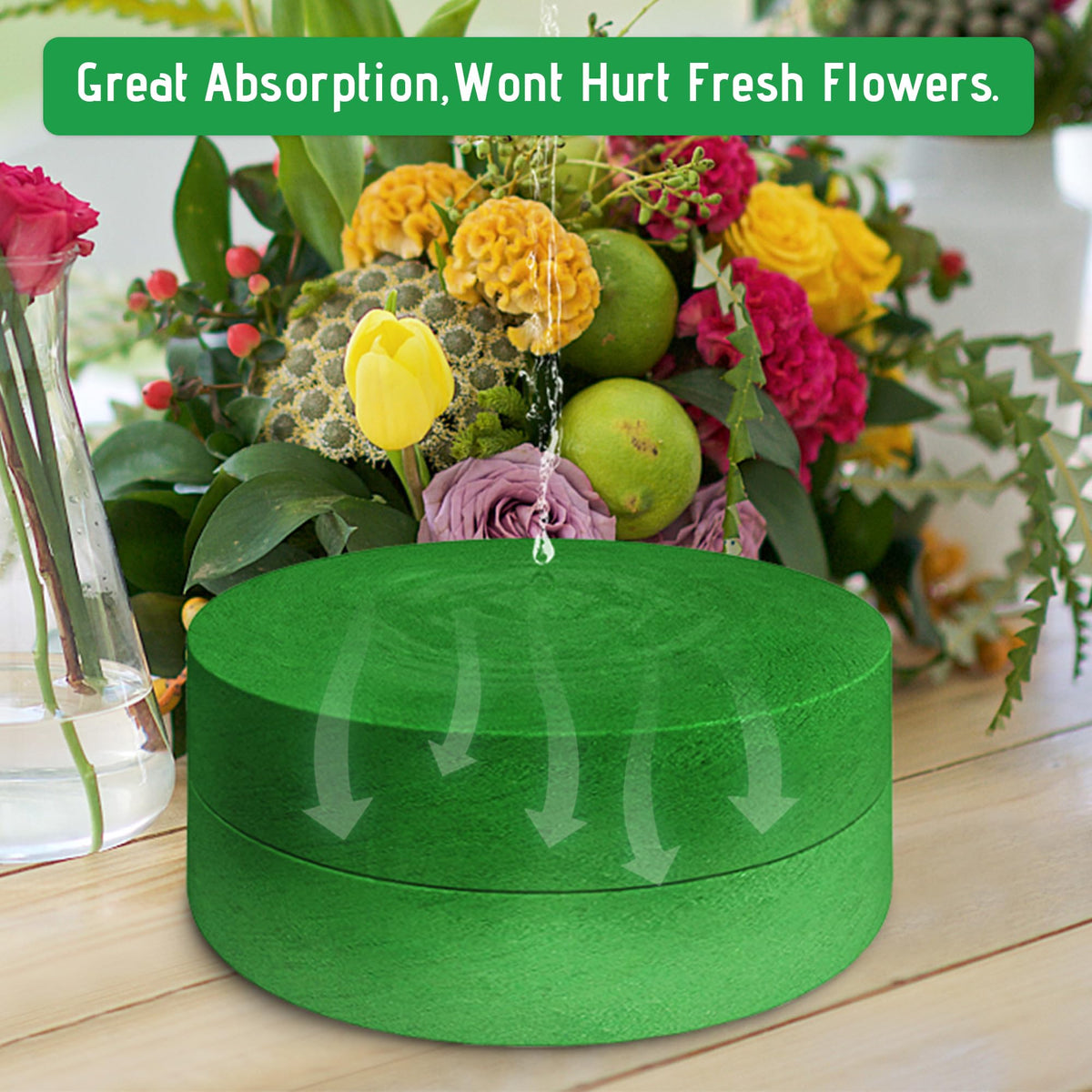 Max Shape 6Pcs Floral Foam Round Blocks, Large Wet and Dry Green Foam for Artificial and Fresh Flower Arrangement,Flower Foam Blocks for Wedding Party Decorations (7.8 Inch)