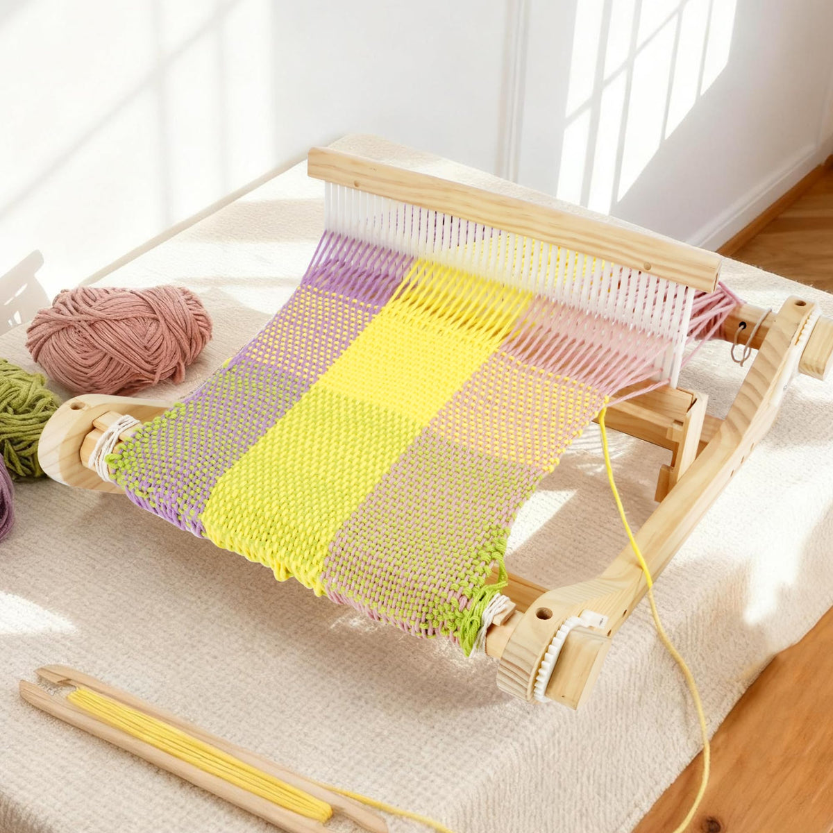 WILLOWDALE 16 Inches Rigid Heddle Loom with Stand, Weaving Loom Kit with Shed Stick, Wooden Multi-Craft Weaving Loom for Adults, Threads Warping Frame with Pegs and Yarn Stand, Frame Loom for Beginner