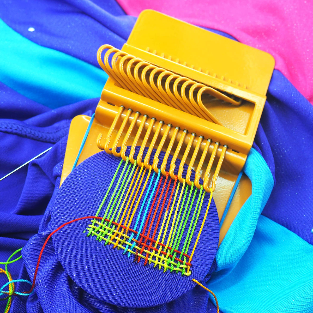 Cuptisserie Speedweve Style Darning Loom, Small Weaving Loom for Visible Mending Jeans, Weave Tool for DIY Artful Patterns, Repair Fabrics (14 Hooks)
