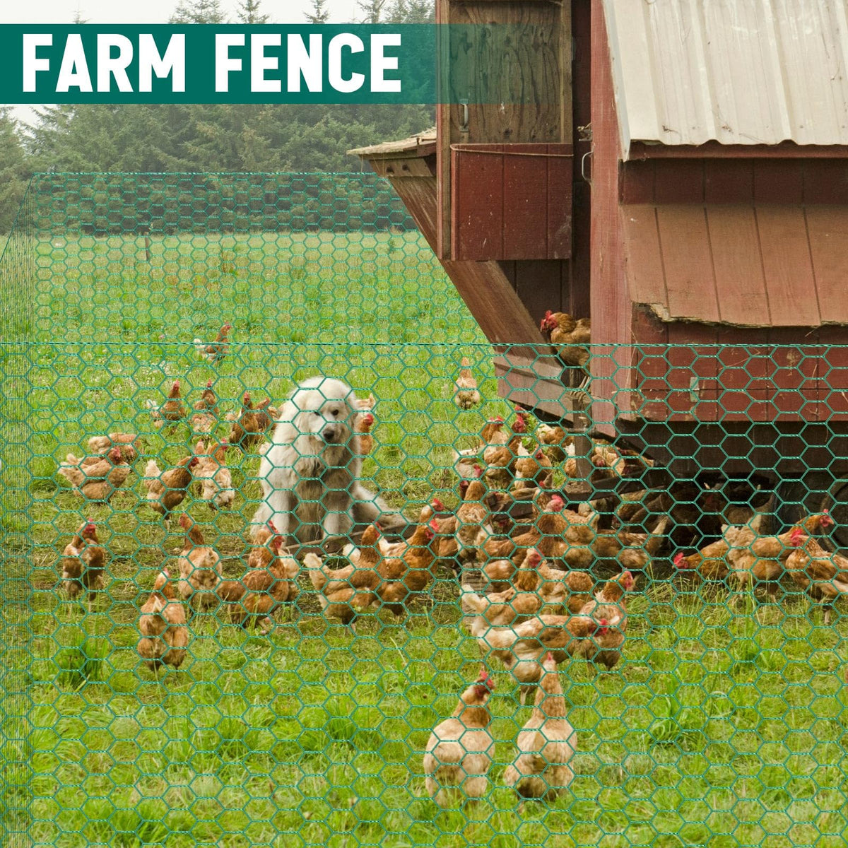 GlikCeil 12 in X 200 ft Chicken Wire Fencing Metal Floral Chicken Wire Mesh for Crafts Poultry Garden, 1 Inch Hexagonal Galvanized Hardware Netting for Poultry Coop Barrier Rabbit Cage (Green)