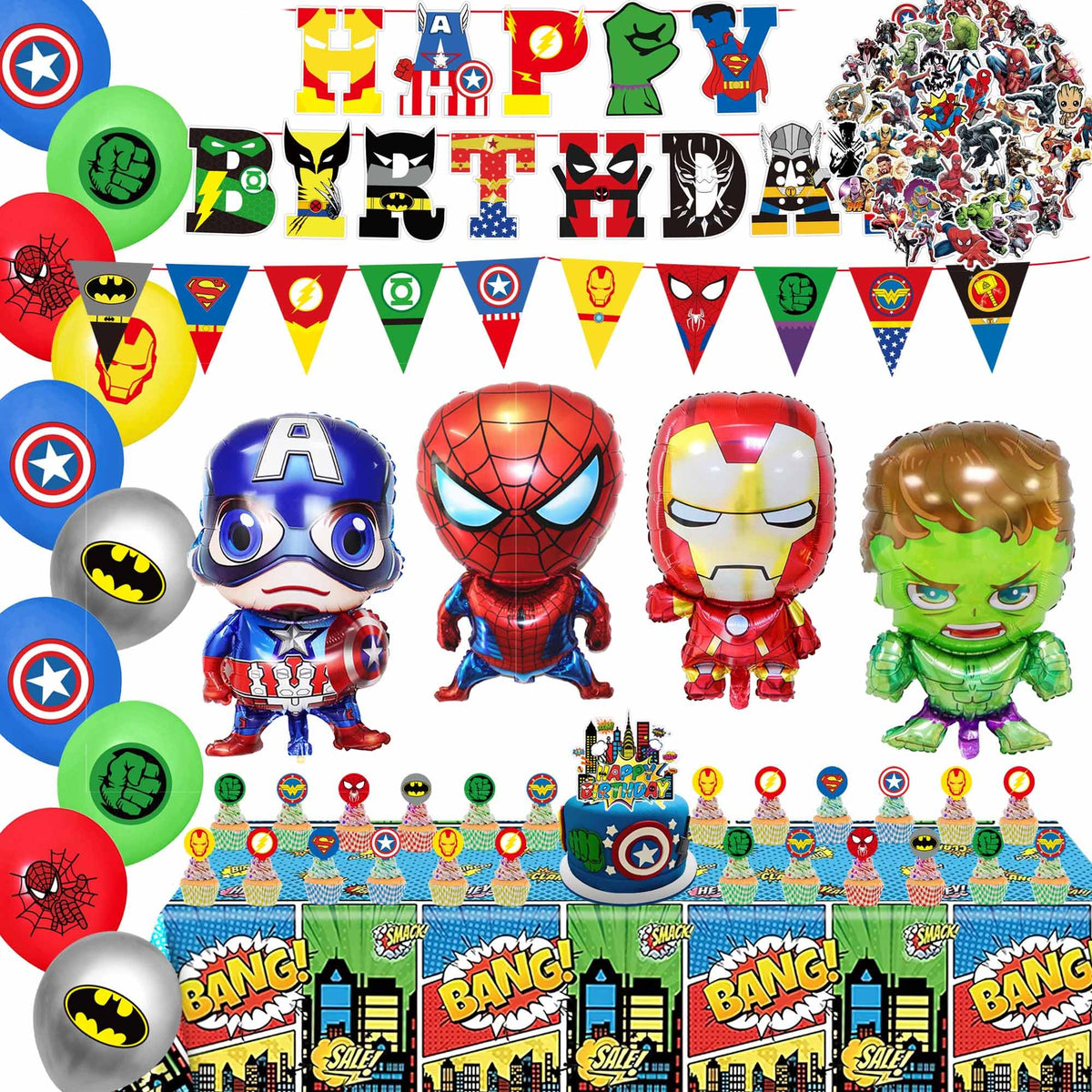 Birthday Party Decorations Kit, Includes Happy Birthday Banner, Foil Balloons, Tablecloth, Backdrop, Adult Themed Party Supplies