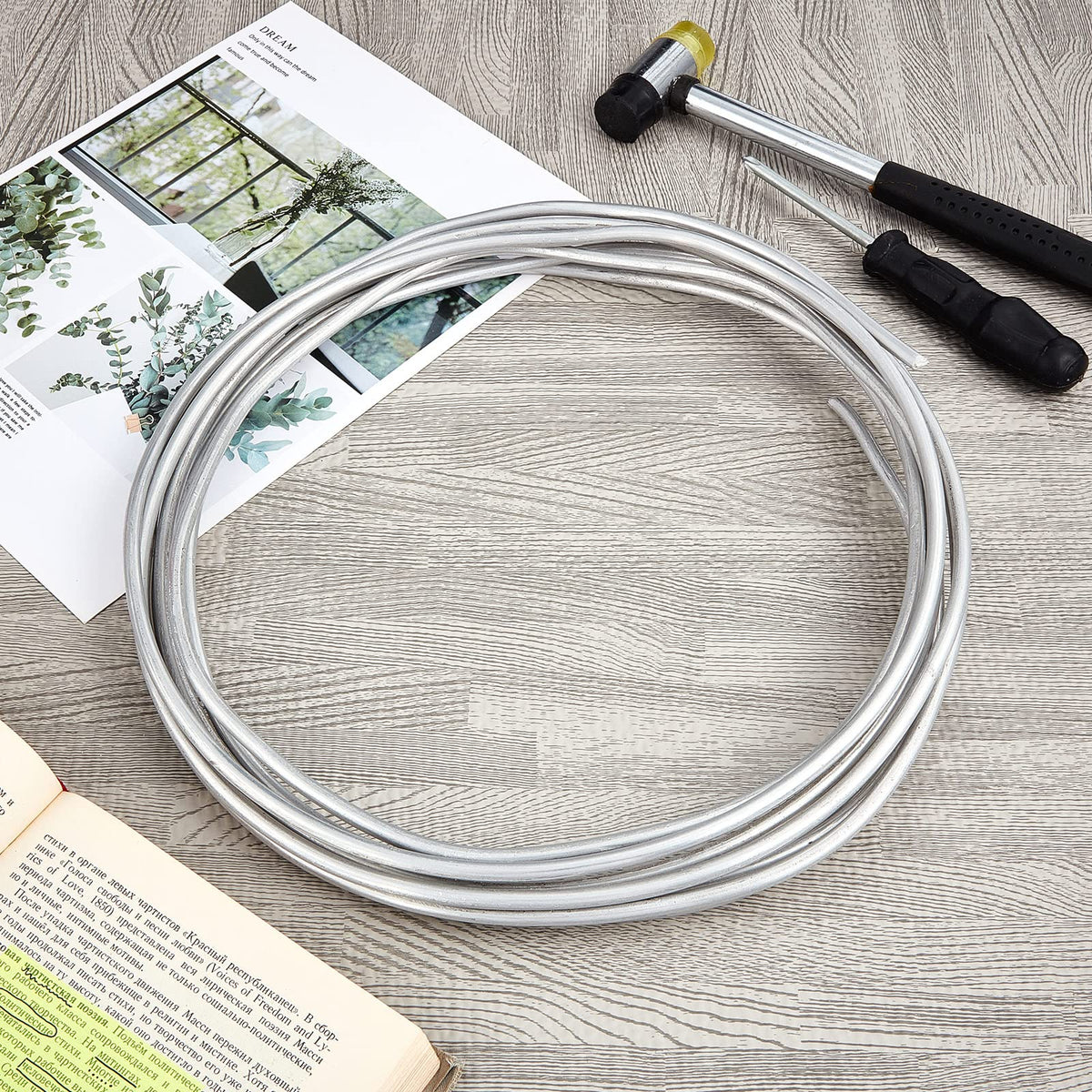 Pelopy Aluminum Wire 1/4 Inch Diameter Metal Wire 60 ft Armature Bendable Armature for Sculpting Dolls Floral Jewelry Making Weaving DIY Crafts, Silver