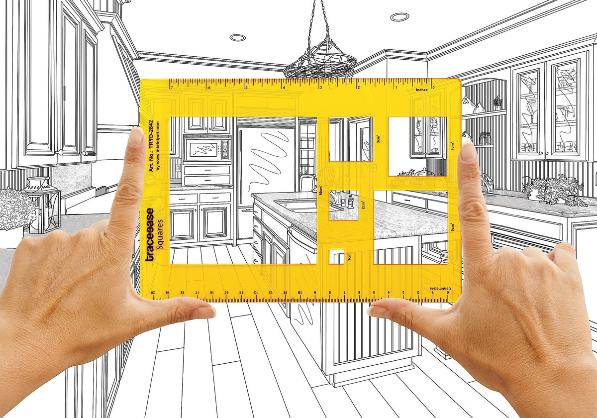 Traceease Trace Simple Trace Stable, Academic Geometric Square Drawing Template, Geometric Diagram Tools for Schools and Colleges, Rectangular Plastic Ruler, 21.5cm x 15.2cm