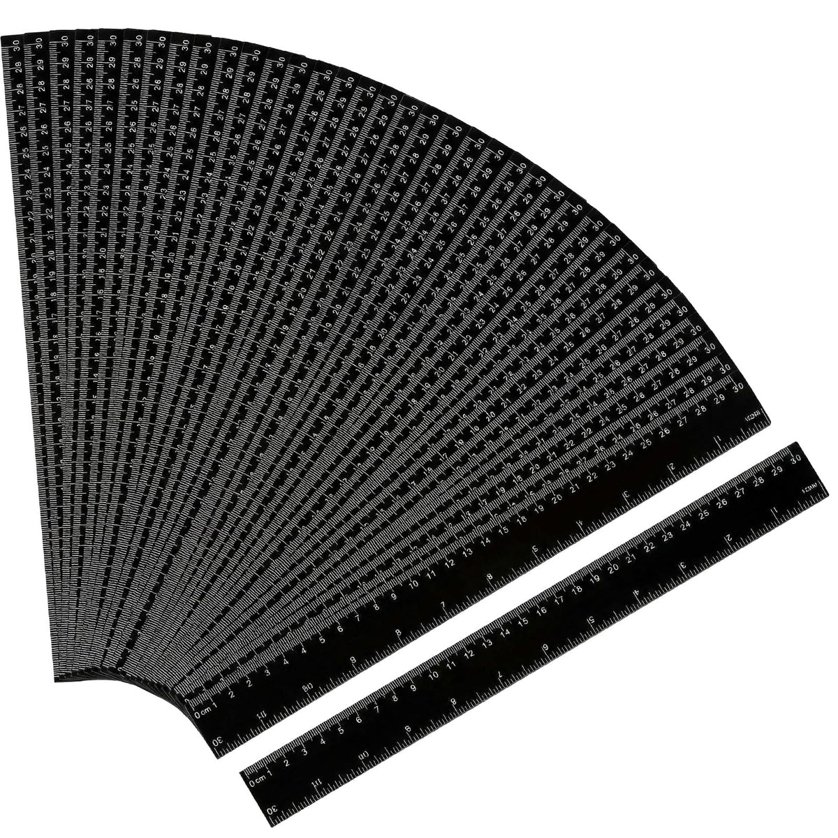 EBOOT 50 Pack 12 Inch Plastic Ruler Bulk Black Ruler for Classroom with Inches and Metric for Easy to Read Markings Design Clear for Crafting Office School Supplies Set Measuring Tools (Black)