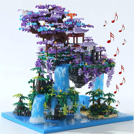 Yushinv Cherry Blossom Tree Building Set with Box 4574Pcs, Original Scene Music Japanese Sakura Tree House(Type :Symphony), Cherry Bonsai Tree Lights Building Kit, Cherry Blossom Building Set.