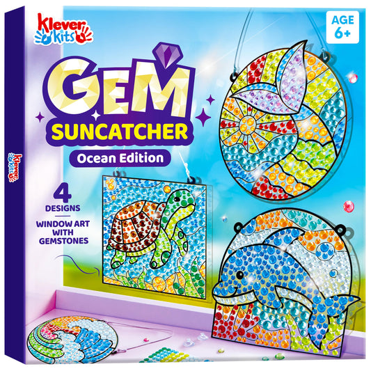 Klever Kits Diamond Art Kits for Kids, 4PCS Gem Painting Kit, Window Art Suncatchers Mosaic Kits Crafts for Girls Boy Birthday Gifts Toys Age 6+