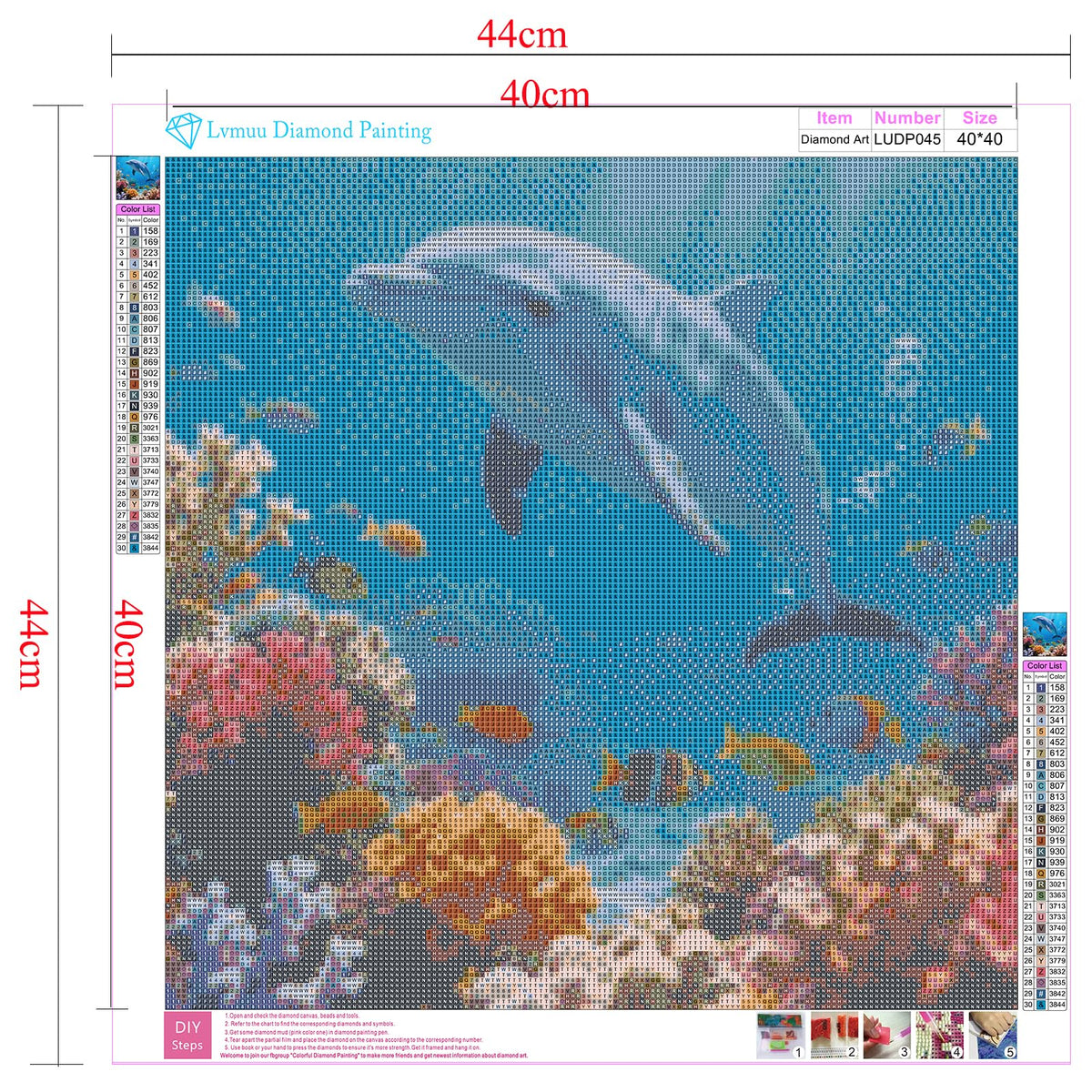 Lvmuu Sea Dolphin Diamond Art Kits for Adults, 5D DIY Full Drill Square Diamonds Painting Kit for Beginners Paint By Numbers Dot Shiny Beads Gem Art Craft Home Decor 16x16in